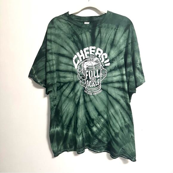 Tie Dye Beer Crewneck T Shirt Green White Womens 2X - Picture 1 of 4